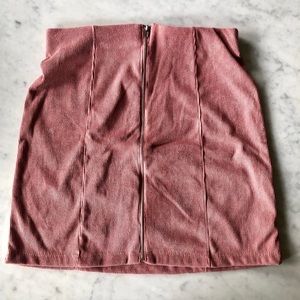 Mauve Corduroy-esq Front Zip Skirt